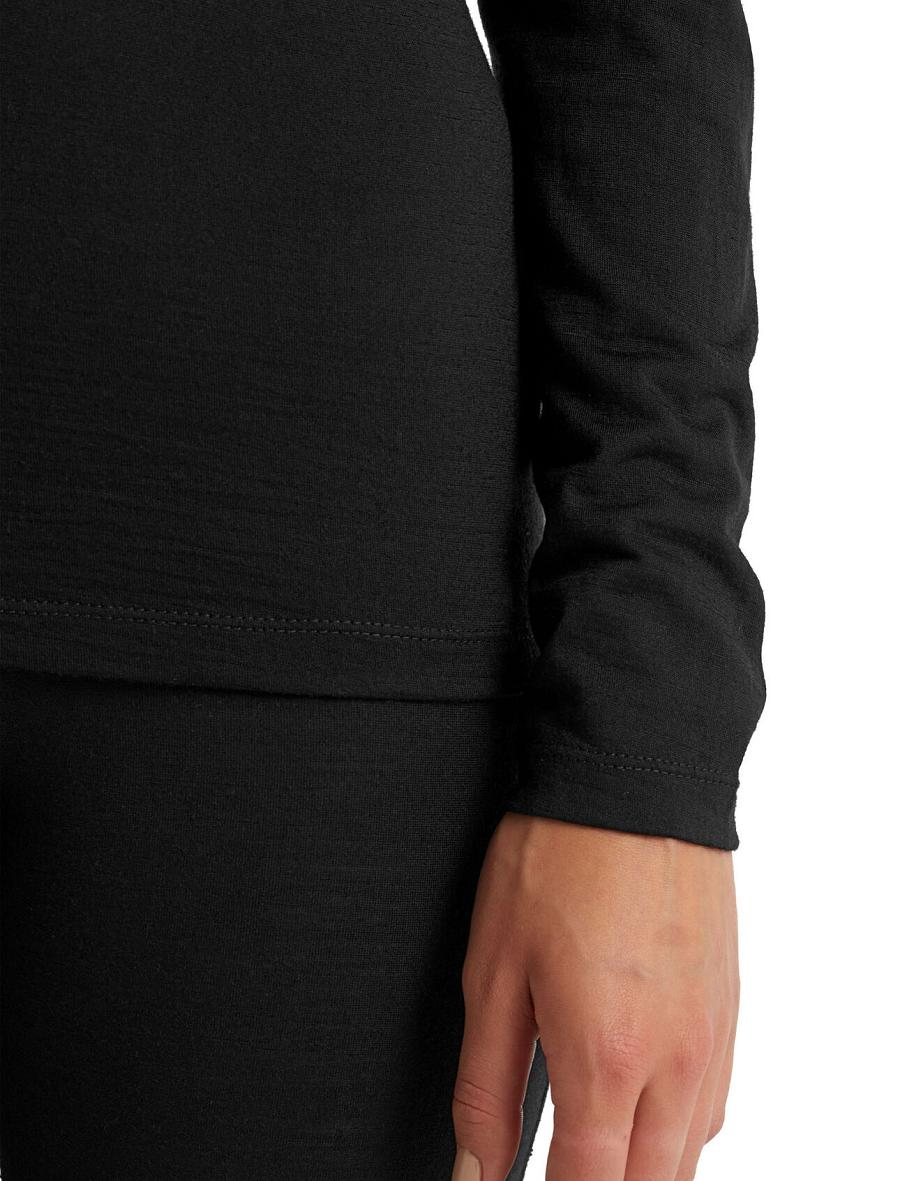 Base Layers Icebreaker Merino 200 Oasis Long Sleeve Half Zip Thermal Top Femme Noir | FR 1904EBCX